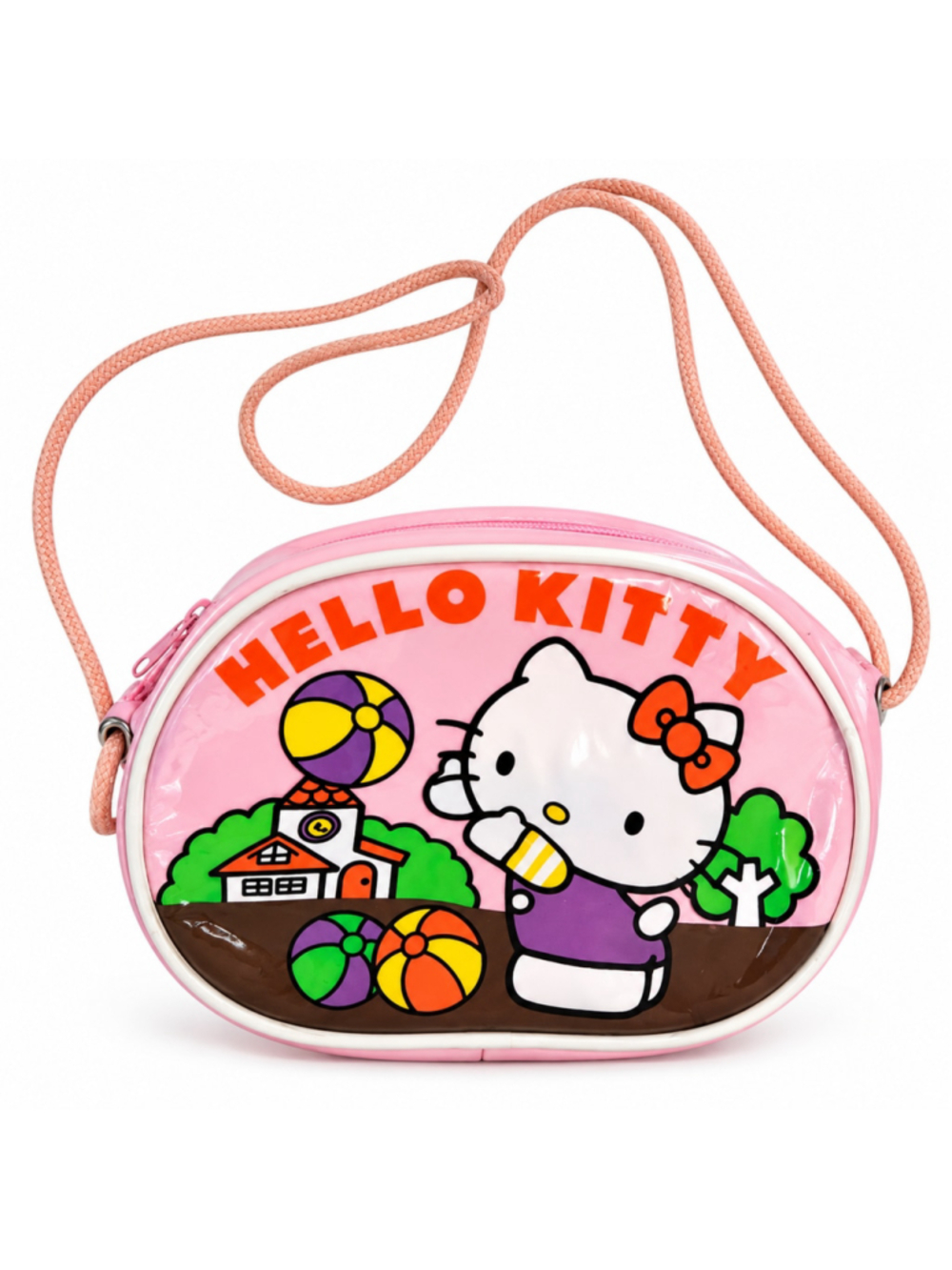 Vintage 1985 Sanrio Hello Kitty Pink Vinyl Purse Japan Kawaii Crossbody Bag